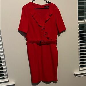 Alex Marie Vibrant Red Dress with Ruffle Detail